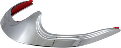Chrome front fender tip accent for engine from Bill's Exhausts, designed to enhance motorcycle appearance with a polished chrome finish.