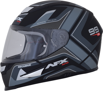Bill's Exhausts AFX FX-99 Helmet Recurve model in matte black and gray, large size with sleek aerodynamic design.