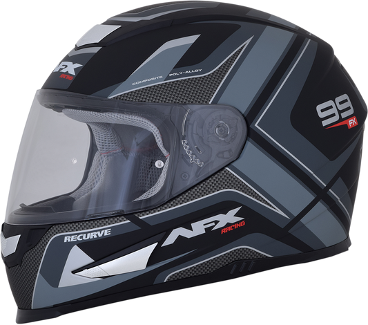 Bill's Exhausts AFX FX-99 helmet in matte black and gray, small size, featuring a recurve design and aerodynamic shape.