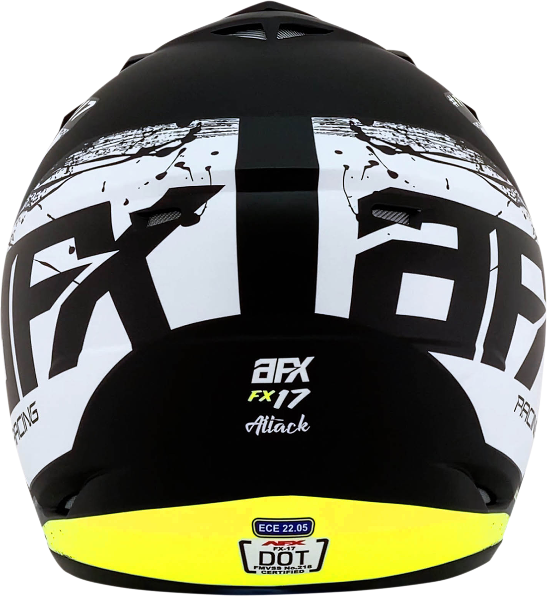 Bill's Exhausts AFX FX-17 Attack helmet in matte black and hi-vis yellow, medium size, featuring sleek aerodynamic design.