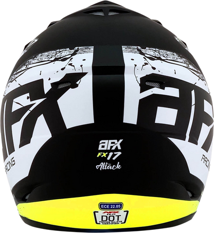 Bill's Exhausts AFX FX-17 Attack helmet in matte black and hi-vis yellow, medium size, featuring sleek aerodynamic design.