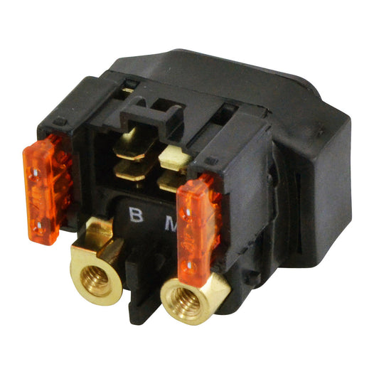 RM STATOR automotive starter relay solenoid, RMS090-102558 model, shown in a close-up image with electrical connectors.
