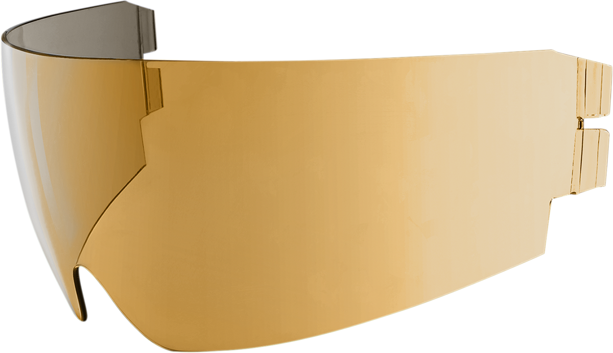 Bill's Exhausts ICON Alliance GT/Airflite/Airform Dropshield helmet parts in bronze color, close-up view of the helmet shield component.