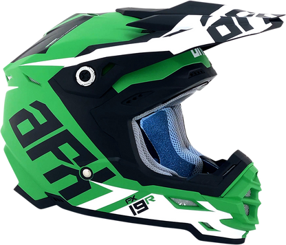 Bill's Exhausts AFX FX-19R racing helmet in matte green, medium size, with sleek aerodynamic design and ventilation features.