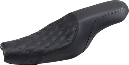 Black SADDLEMEN Profiler motorcycle seat with front lattice and rear smooth design, XL size, featuring a sleek, ergonomic profile.