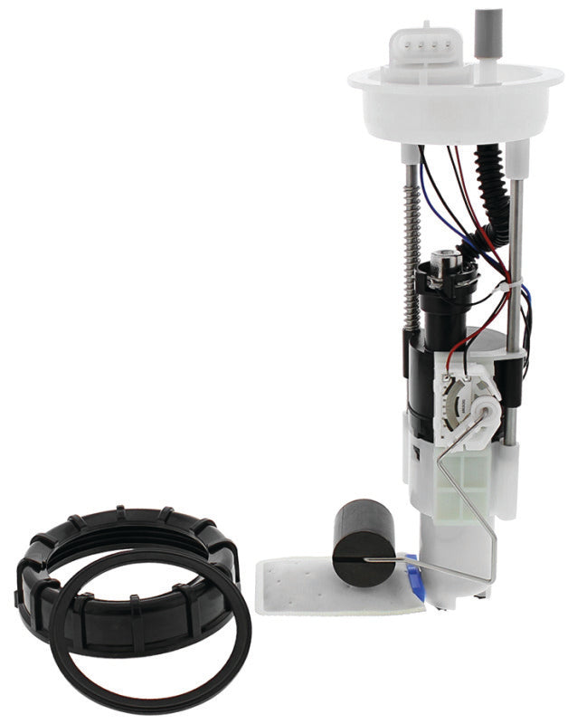 QuadBoss complete fuel pump module for Polaris RZR and RZR XP models, part #401277, showing the assembled pump unit.