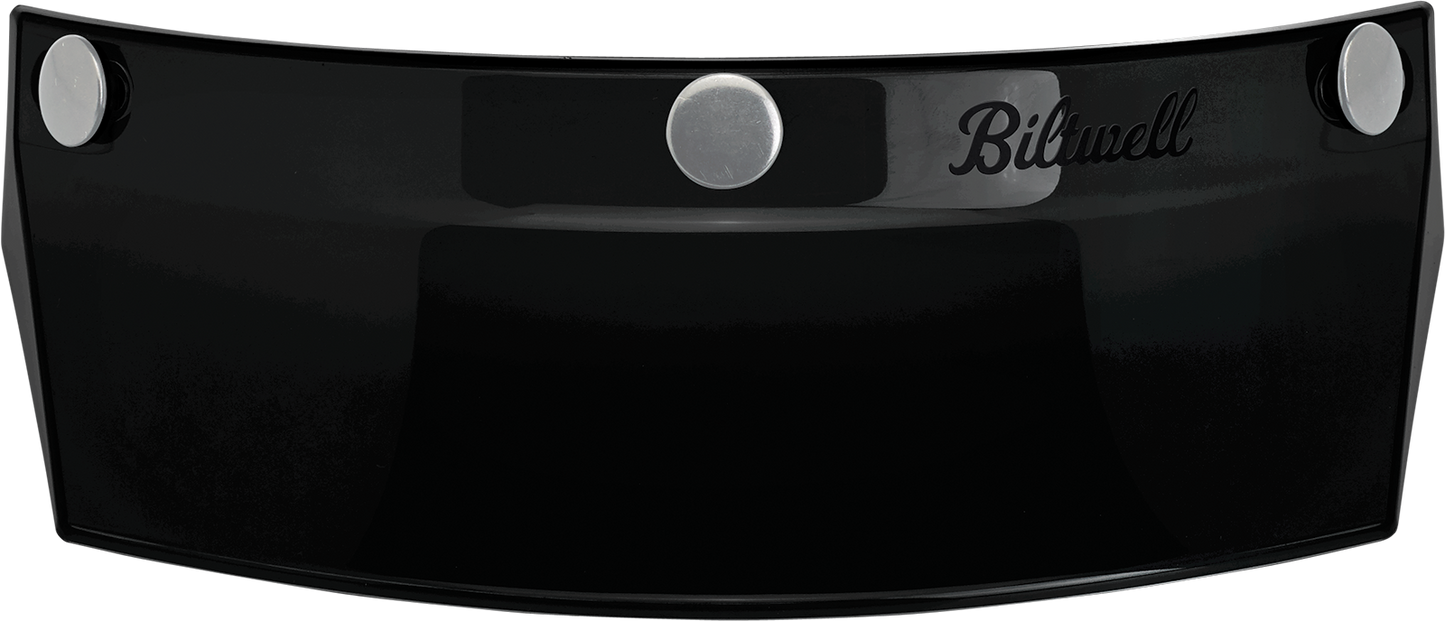Black BILT WELL Moto 3-Snap Visor for helmets, part of Bill's Exhausts motorcycle helmet accessories collection.