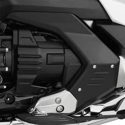 Black Show Chrome frame cover for engine from Bill's Exhausts, designed to fit 52-962BK model with sleek chrome finish.