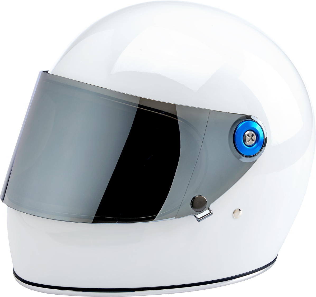 BILTWELL Gen 2 hardware kit with blue baseplate and stainless steel screws for helmets, designed by Bill's Exhausts.
