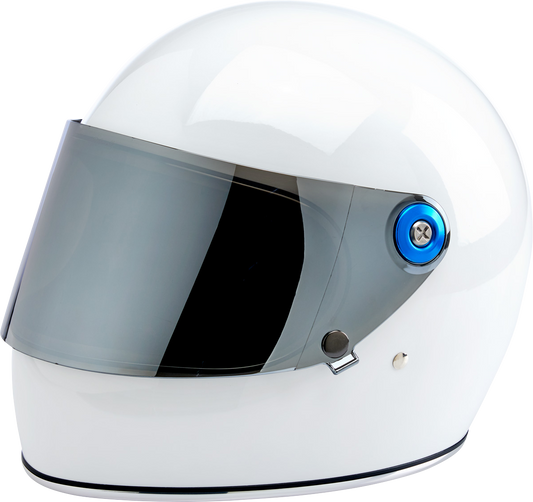 BILTWELL Gen 2 hardware kit with blue baseplate and stainless steel screws for helmets, designed by Bill's Exhausts.