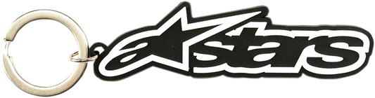 Black and white Alpinstars key fob with Blaze design, featuring the Bill's Exhausts branding and key ring attachment.