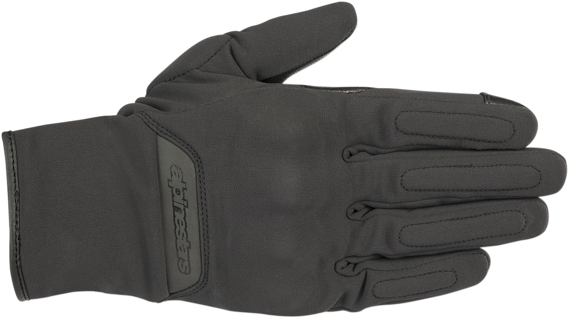 Alpinestars C-1 V2 Windstopper gloves in black, medium size, showing the gloves with windproof material and flexible design.