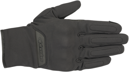 Alpinestars C-1 V2 Windstopper gloves in black, medium size, showing the gloves with windproof material and flexible design.