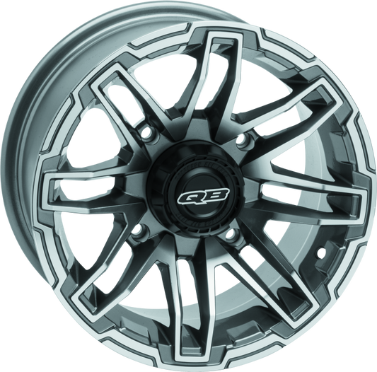 QuadBoss Stryker 14x7 aluminum wheel for powersports vehicles, part number 608467, showing the wheel's design and finish.