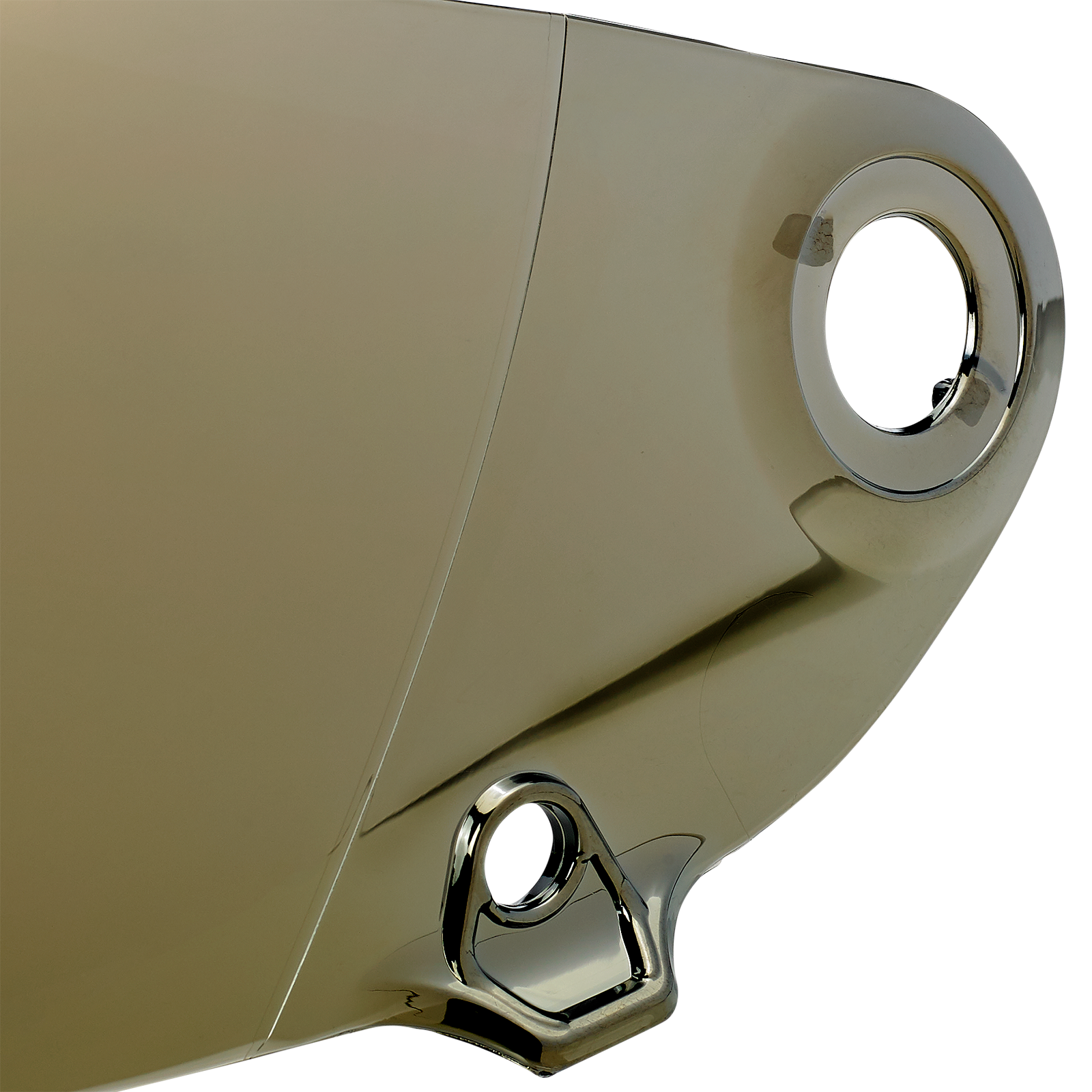 Gold mirror shield for BILTWELL Lane Splitter Gen 2 motorcycle helmet, helmet parts by Bill's Exhausts with reflective mirror finish.