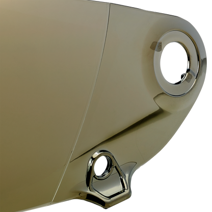 Gold mirror shield for BILTWELL Lane Splitter Gen 2 motorcycle helmet, helmet parts by Bill's Exhausts with reflective mirror finish.