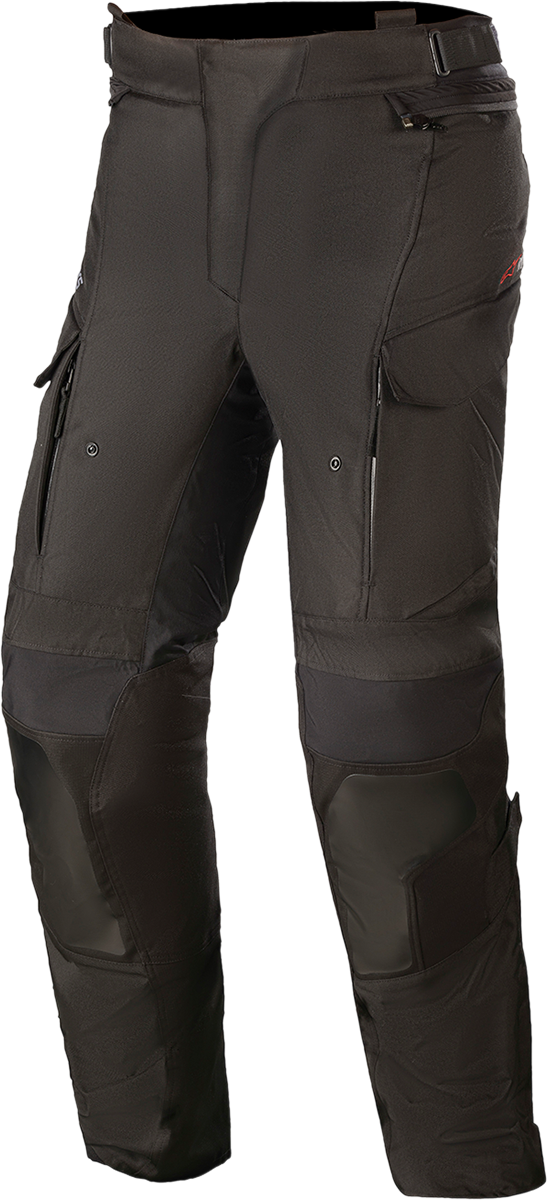 Black Alpinestars Stella Andes v3 Drystar® motorcycle pants in 2XL, featuring reinforced knees and adjustable waist for riding comfort.