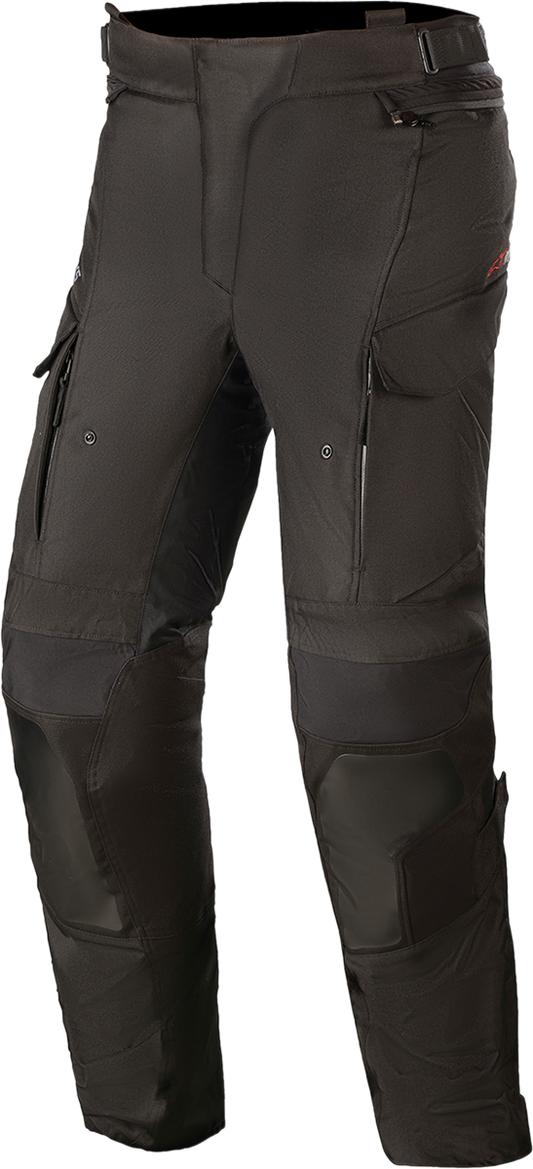 Black Alpinestars Stella Andes v3 Drystar® motorcycle pants in 2XL, featuring reinforced knees and adjustable waist for riding comfort.