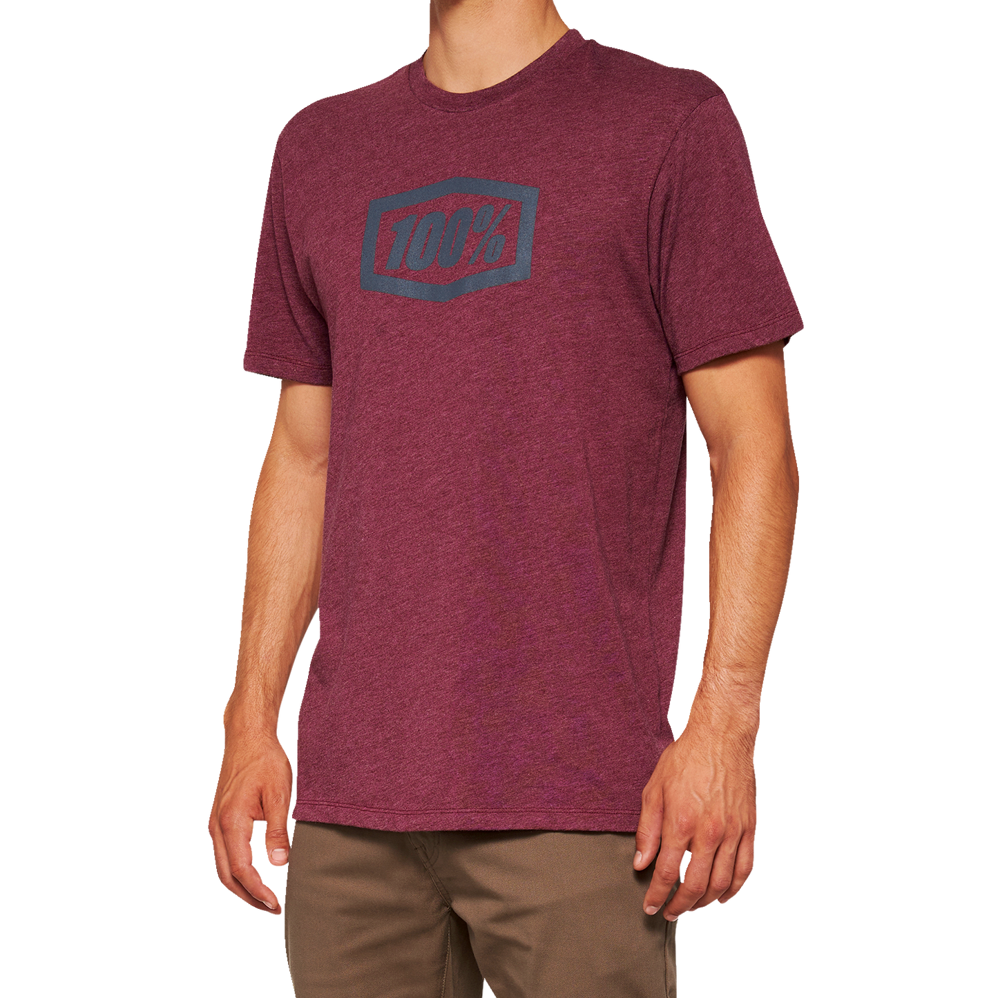 Maroon 100% Icon T-Shirt by Bill's Exhausts, small size, casual clothing with graphic front design.
