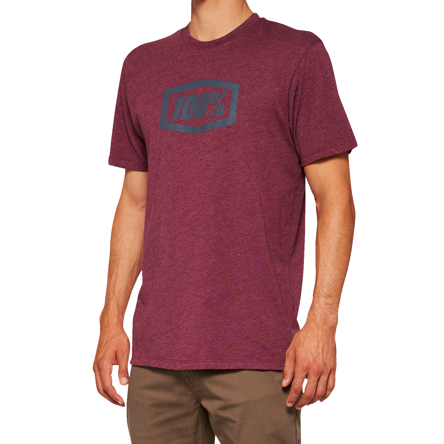 Maroon 100% Icon T-Shirt by Bill's Exhausts, small size, casual clothing with graphic front design.