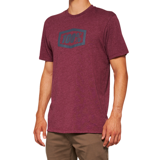 Maroon 100% Icon T-Shirt by Bill's Exhausts in size XL, featuring the brand logo on the front, casual fit and comfortable fabric.