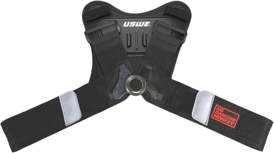 USWE Action Camera Harness NDM in medium/extra-large size, designed for secure camera attachment during outdoor activities.