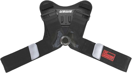 USWE Action Camera Harness NDM in medium/extra-large size, designed for secure camera attachment during outdoor activities.