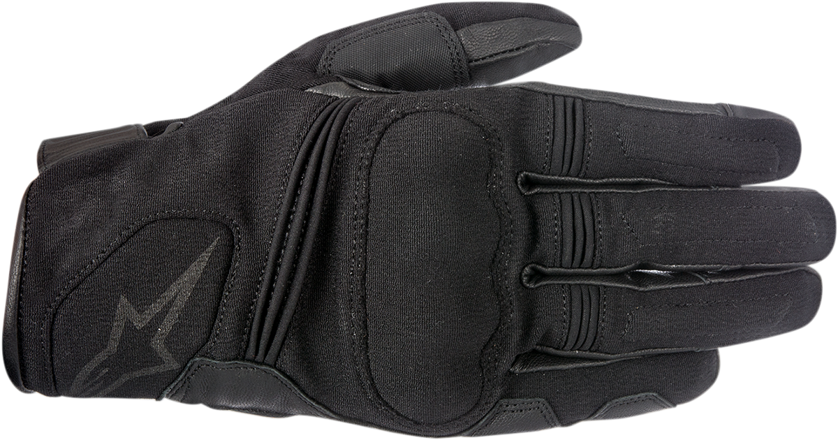 Black Alpinestars Warden Gloves in 3XL size, close-up view showcasing durable material and secure wrist closure.