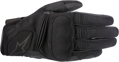 Black Alpinestars Warden Gloves in 3XL size, close-up view showcasing durable material and secure wrist closure.