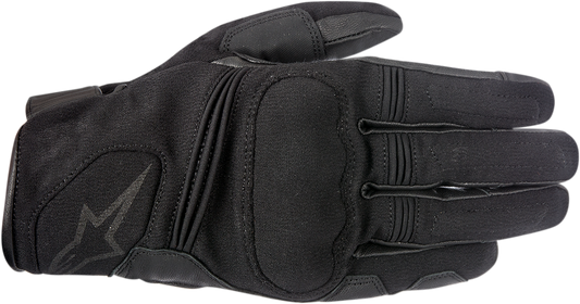 Black Alpinestars Warden Gloves in 3XL size, close-up view showcasing durable material and secure wrist closure.