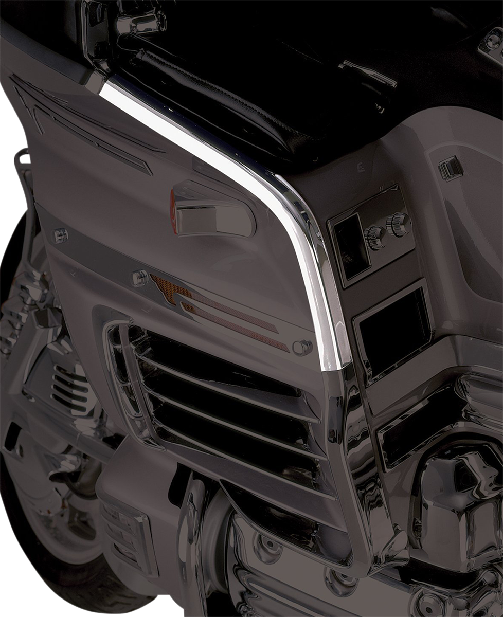 Chrome upper fairing trim for engine, designed for SHOW CHROME motorcycles, by Bill's Exhausts, with a sleek chrome finish.