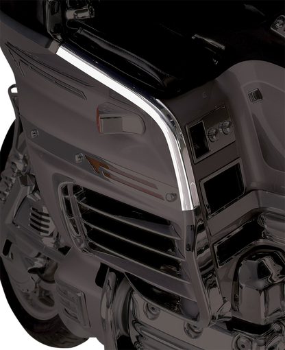 Chrome upper fairing trim for engine, designed for SHOW CHROME motorcycles, by Bill's Exhausts, with a sleek chrome finish.