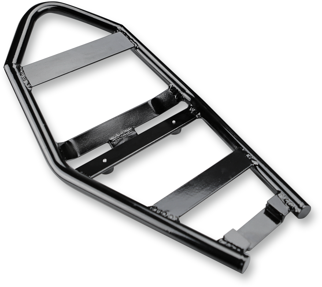 Saddlemens Eliminator Tail Section seat for '86-'03 Harley XL, featuring black leather and sleek design, by Bill's Exhausts.