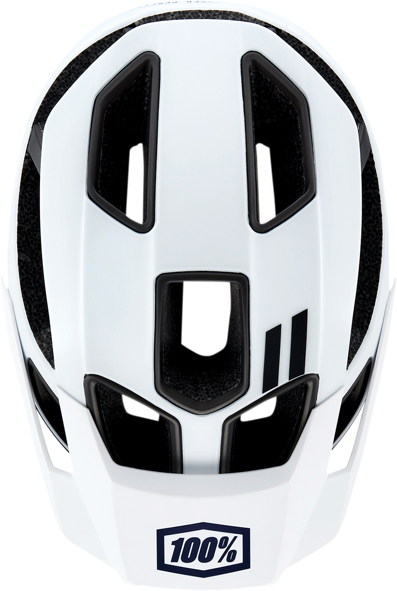 White 100% Altec bicycle helmet in size L/XL with ventilation vents, designed for safety and comfort by Bill's Exhausts.