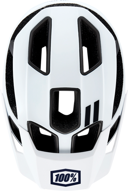 White 100% Altec bicycle helmet in size L/XL with ventilation vents, designed for safety and comfort by Bill's Exhausts.