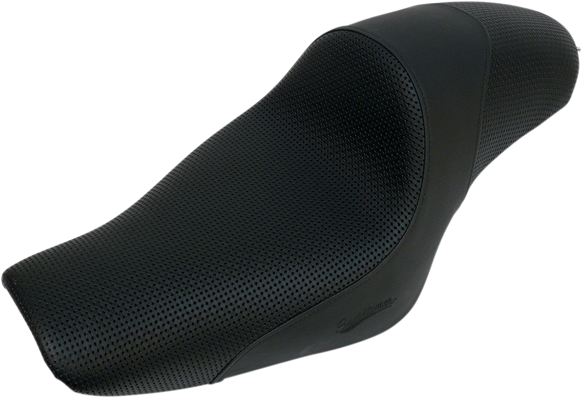 SADDLEMEN Americano Smooth Seat by Bill's Exhausts, motorcycle seat with sleek black design and smooth cushioning for comfort.