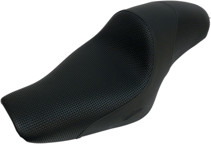 SADDLEMEN Americano Smooth Seat by Bill's Exhausts, motorcycle seat with sleek black design and smooth cushioning for comfort.