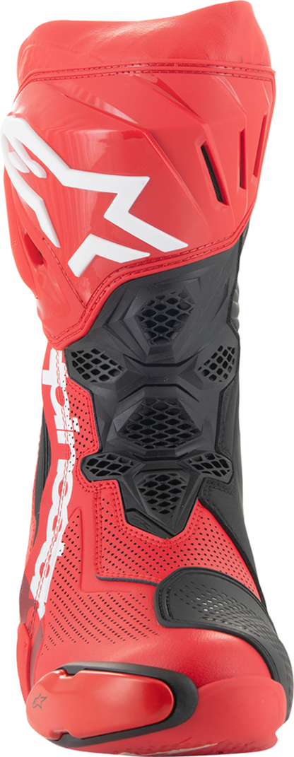 Alpinestars Supertech R Vented motorcycle riding boots in red, US 6/EU 39, featuring protective design and ventilated panels