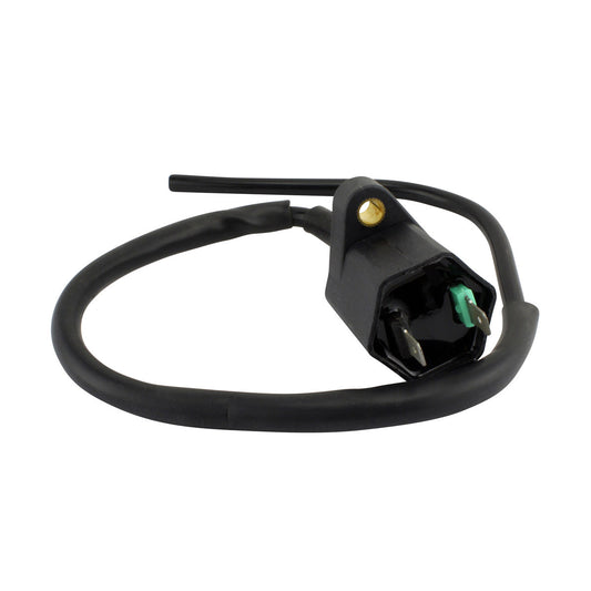 RM STATOR external ignition coil RM06172, plug-and-play replacement for motorcycle ignition systems, visible with wiring and connector.