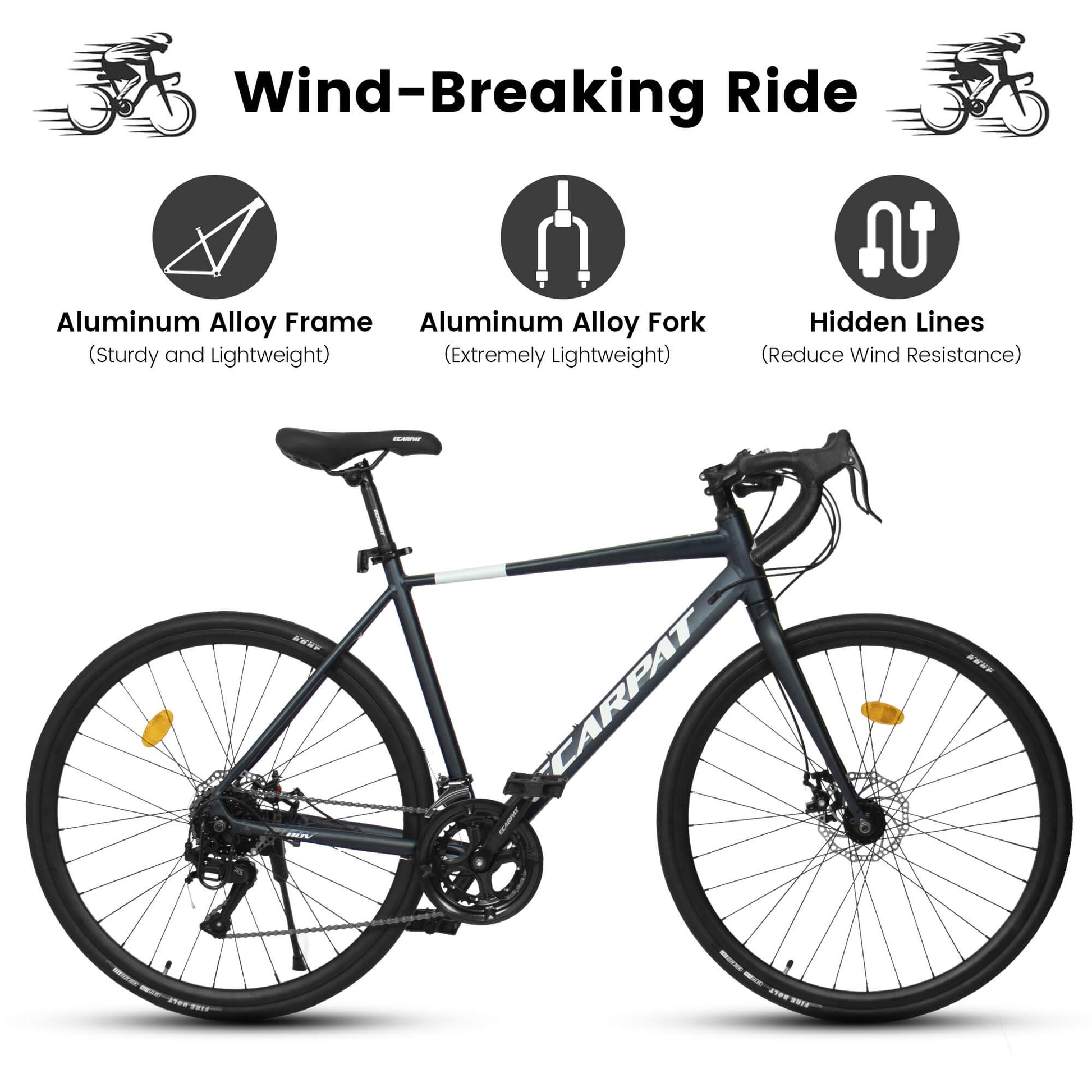 Hycline Dorace SLR 700x28C bicycle tire, black rubber with tread pattern, mounted on a bicycle wheel for road cycling.