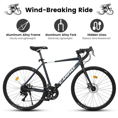 Hycline Dorace SLR 700x28C bicycle tire, black rubber with tread pattern, mounted on a bicycle wheel for road cycling.