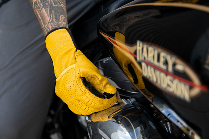 Bill's Exhausts BILTWELL Borrego Gloves in gold and black, 2XL, showcasing durable motorcycling gloves with reinforced design.
