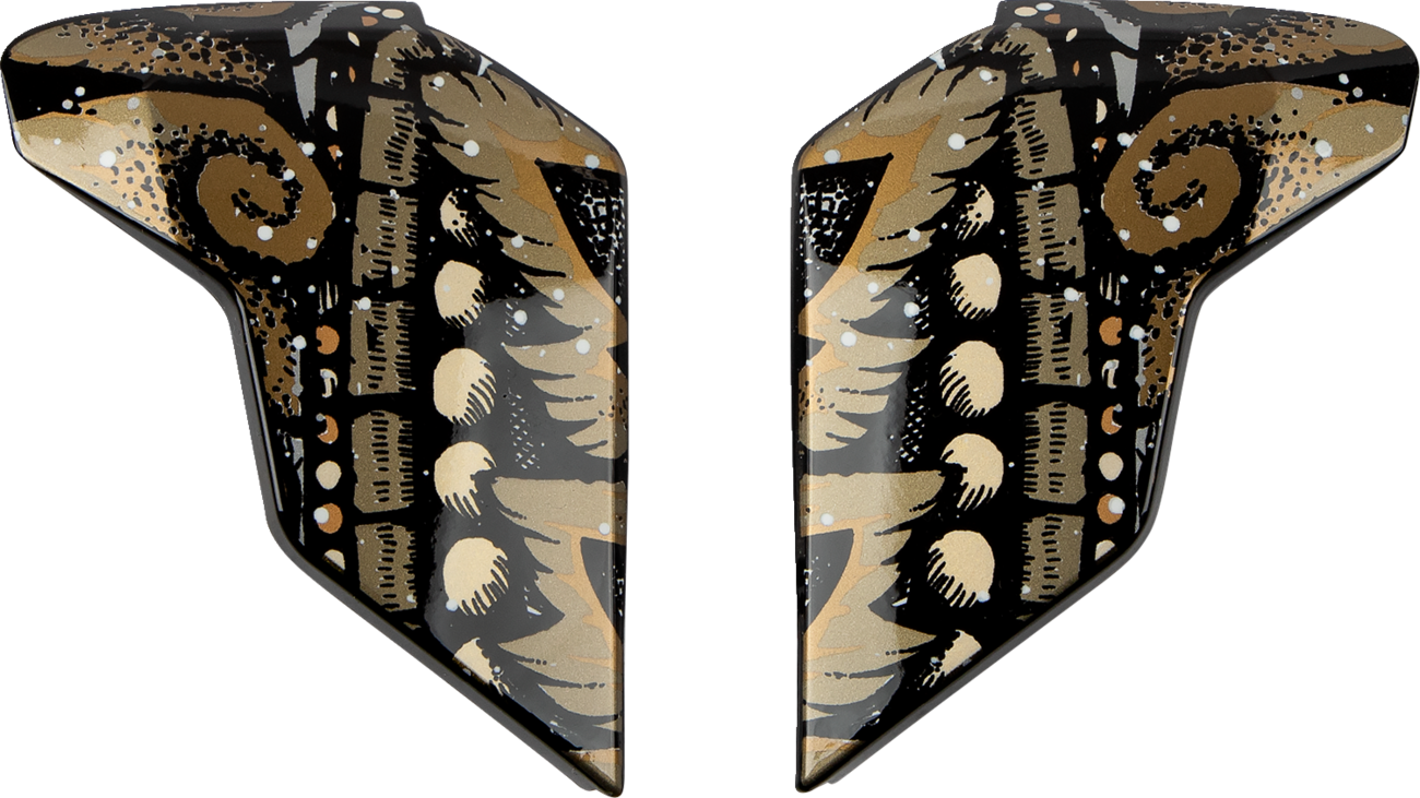 Gold ICON Airflite™ Side Plates for Daytripper helmet by Bill's Exhausts, showcasing sleek helmet accessory details