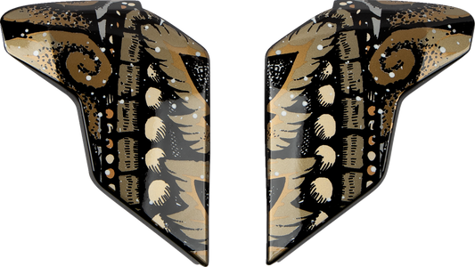 Gold ICON Airflite™ Side Plates for Daytripper helmet by Bill's Exhausts, showcasing sleek helmet accessory details