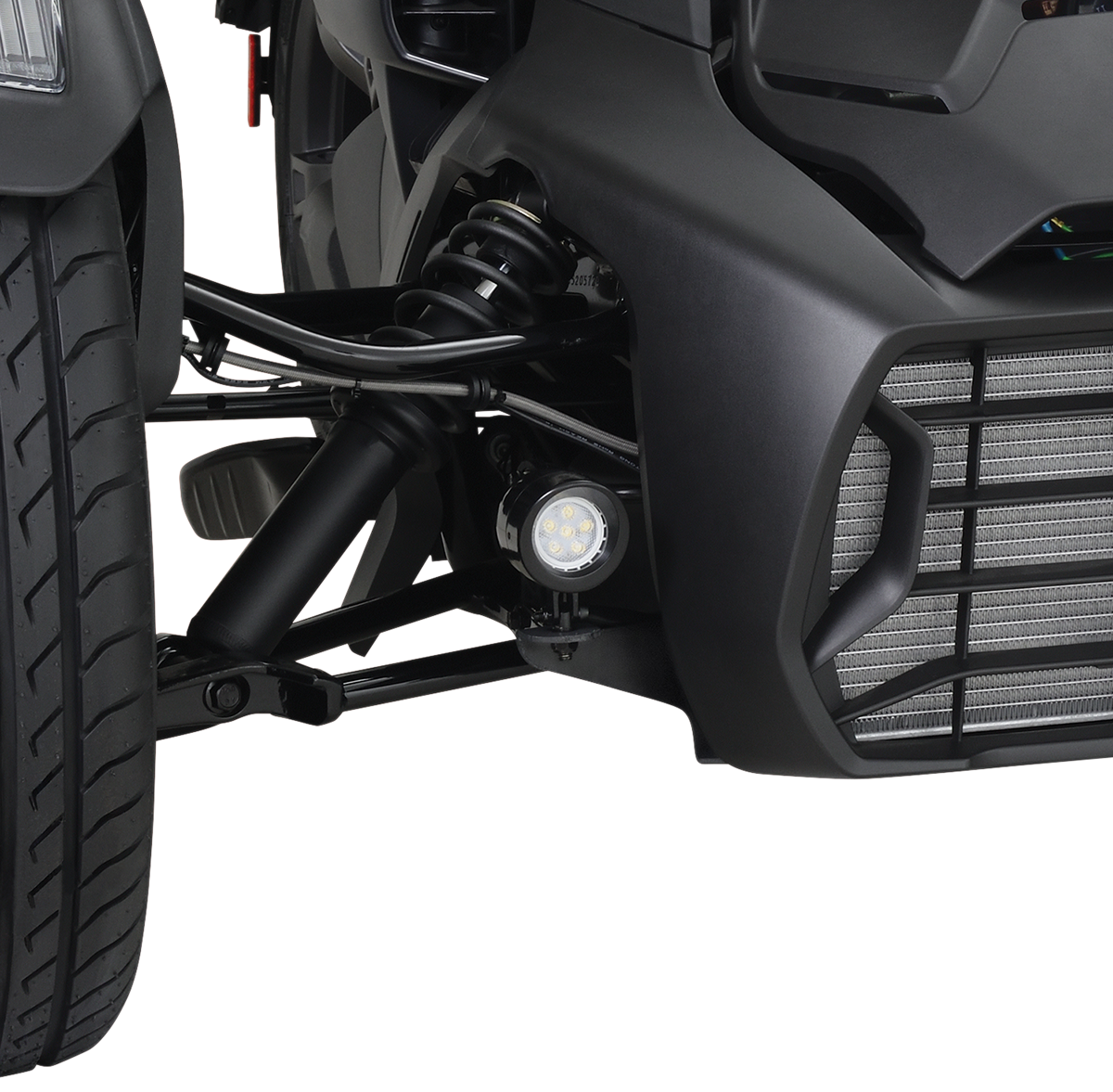 Bill's Exhausts SHOW CHROME Mini LED Driving Light 41-401BK installed on vehicle engine for enhanced visibility and style
