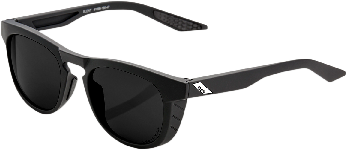 Black 100% Slent sunglasses with gray polarized lenses from Bill's Exhausts, featuring sleek frames and modern style.