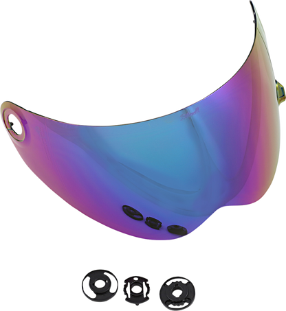 BILTWELL Lane Splitter Gen 2 motorcycle helmet shield with rainbow mirror finish, designed for Bill's Exhausts helmets.