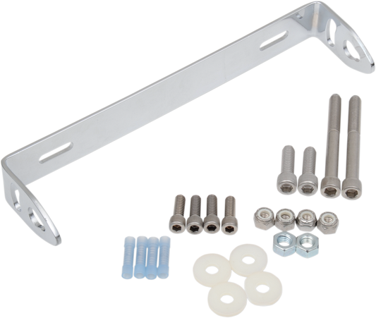 Chrome SADDLEMEN Turn Signal Relocation Kit for universal seats, designed for 2020-0423 models, with visible mounting hardware.
