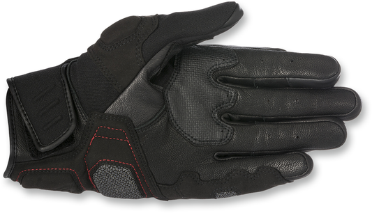 Black Alpinestars Highlands Gloves in small size, showing durable motorcycle glove with textured palm and adjustable wrist strap.