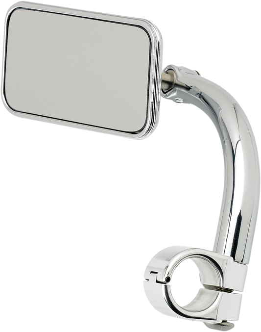 Chrome BILTWELL rectangular clamp-on mirror for motorcycles, 1-inch size, featuring a sturdy design and reflective surface.